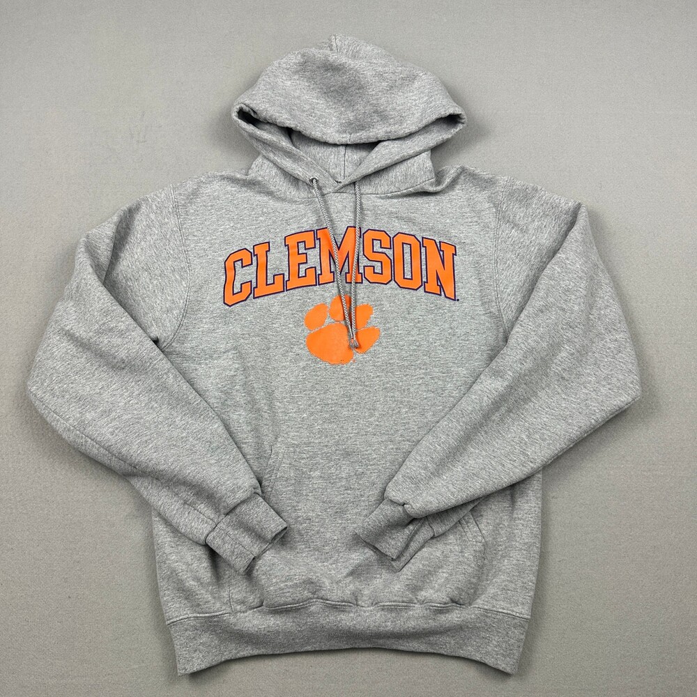 Clemson Tigers Hoodie Men Small Gray Champion Paw Sweatshirt Pullover NCAA S